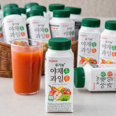 콩쥬주스 - 부산우유 유기농 인증 야채톡과일톡 주스, 190ml, 24개