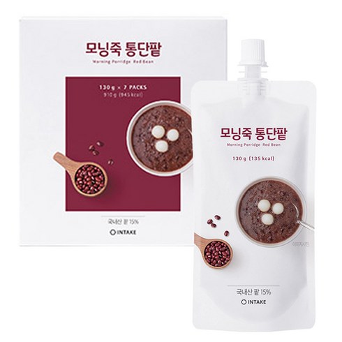 인테이크 모닝죽 통단팥 즉석죽, 130g, 7개