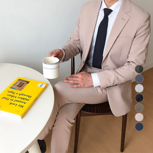 2023년 가성비 최고 캐주얼정장 - 언탭트 남성용 사계절 투버튼 기본 캐주얼 정장 자켓 + 바지 세트