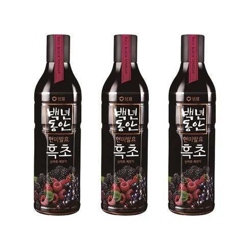 샘표 백년동안 산머루 복분자 현미발효 흑초, 900ml, 3개