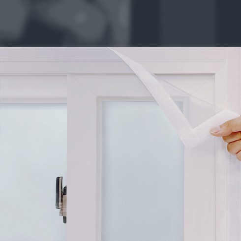 쾌청 방풍비닐 창문 베란다 두꺼운 PVC 흰색벨크로, 1개