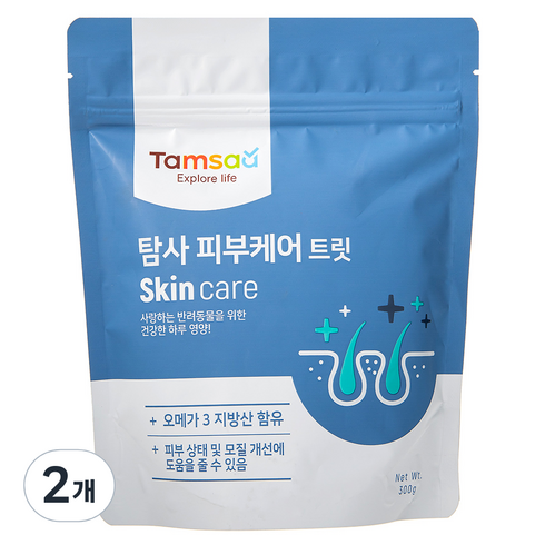 탐사 강아지 뉴트리션 트릿 피부케어 300g, 오메가 3 지방산, 2개, 피부/털개선
