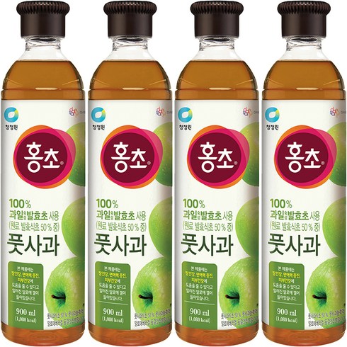 대상 청정원 홍초 풋사과, 900ml, 4개
