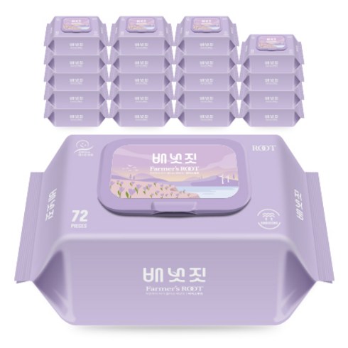 배냇짓 프리미엄 파머스 루트 아기 물티슈 캡형, 72매, 20팩