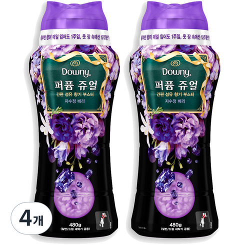 다우니 퍼퓸 쥬얼 자수정 베리 향기 부스터, 480g, 4개