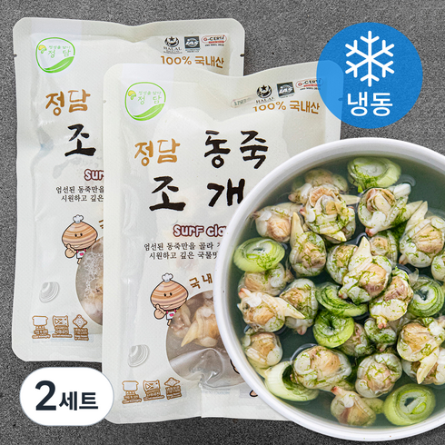 한식대가 김미라의 우리바다 조개탕 500g11팩 - 정담 동죽 조개국 500g x 2p + 건조 매생이 2g x 2p 세트 (냉동), 2세트