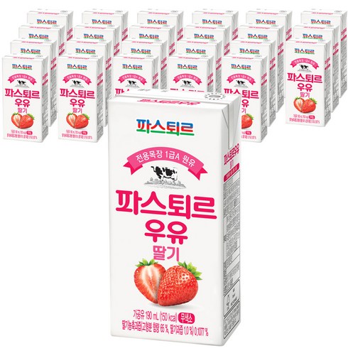 파스퇴르 딸기우유, 190ml, 24개