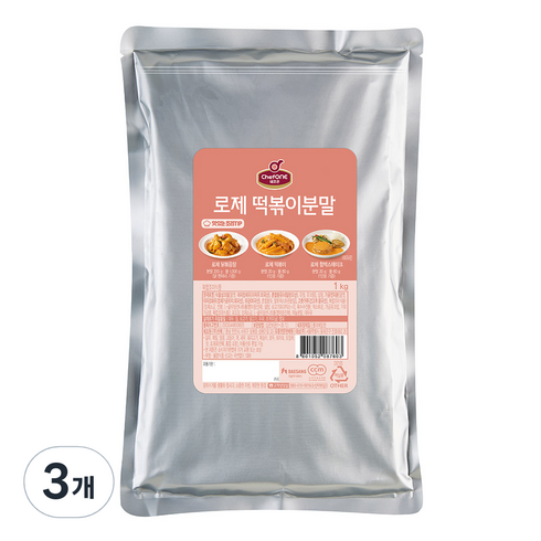 로제떡볶이분말 - 쉐프원 로제 떡볶이 분말, 1kg, 3개