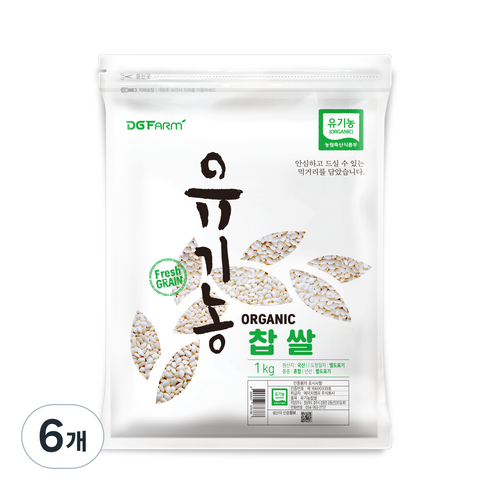 대구농산 유기농 찹쌀, 1kg, 6개