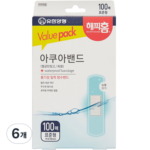 해피홈 아쿠아밴드 표준형, 100개입, 6개