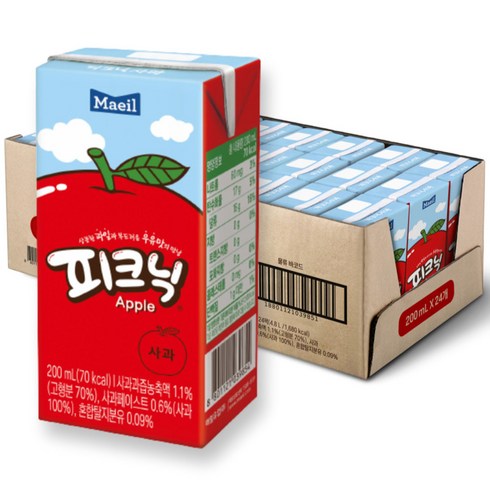 2023년 가성비 최고 코스트코상품권 - 매일유업 피크닉 사과, 200ml, 24팩