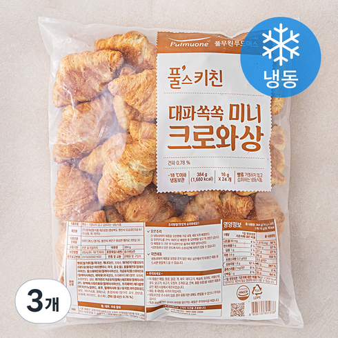 크로와상 - 풀스키친 대파쏙쏙 미니 크로와상 24개입 (냉동), 3개, 384g