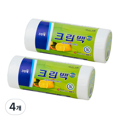 크린랲 크린백 롤타입 17 x 25 cm 500매, 미니(XS), 500개입, 4개
