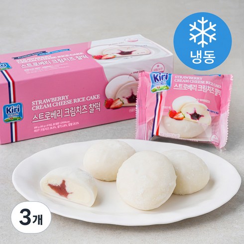 끼리크림치즈찰떡 - 끼리 스트로베리 크림치즈 찰떡 6개입 (냉동), 360g, 3개