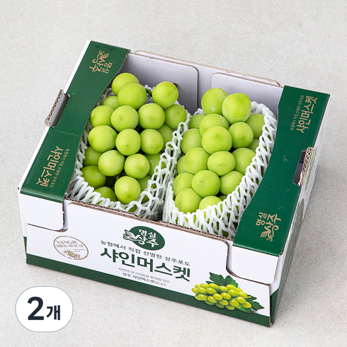 샤인머스켓선물세트 - 명실상주 당도선별 샤인머스켓, 1.5kg(2~3송이), 2개