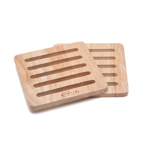 아카시아 우드스틱 냄비 받침, 혼합 색상, 2개