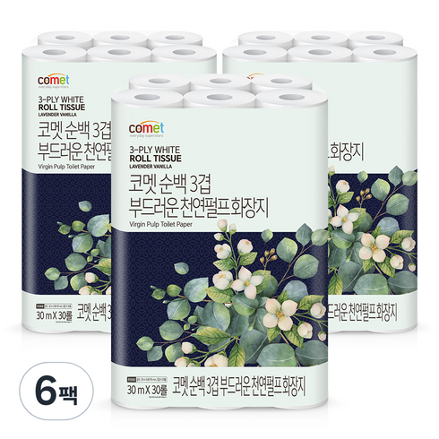 코멧 부드러운 3겹 라벤다바닐라 롤화장지 30m, 30개, 6팩