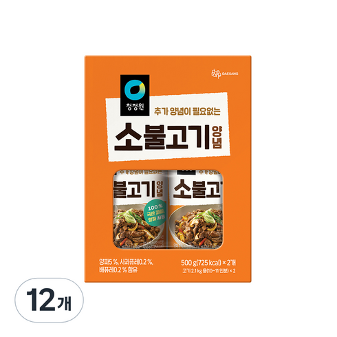 대상 청정원 소불고기양념, 500g, 12개