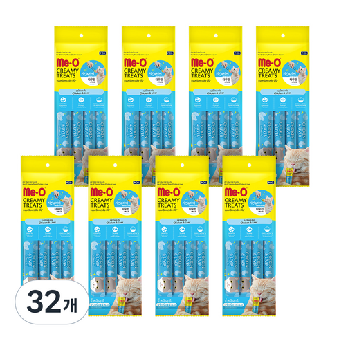 MeO 크리미 짜먹는 고양이 간식, 치킨&리버, 60g, 32개