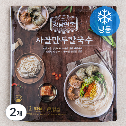 1984그수육집칼국수 - 강남면옥 사골만두 칼국수 2인분 (냉동), 834g, 2개