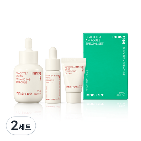 이니스프리 New 블랙티 유스 인핸싱 탄력 앰플 50ml + 인핸싱 앰플 12ml + 인핸싱 크림 10ml 세트, 2세트