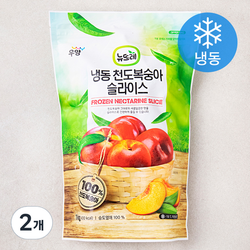 뉴뜨레 천도복숭아 슬라이스 (냉동), 1kg, 2개