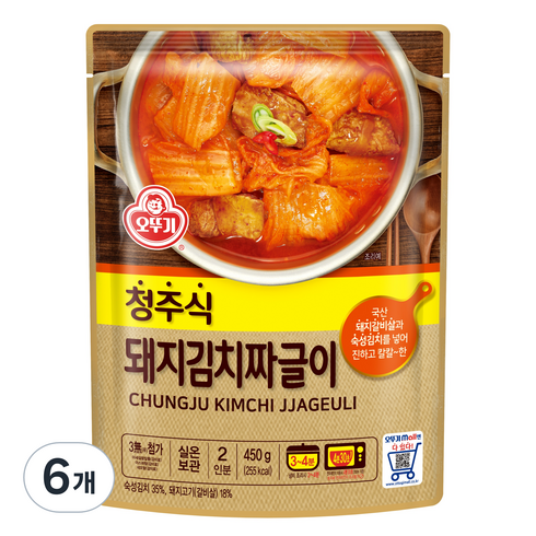 오뚜기 청주식 돼지김치짜글이, 450g, 6개