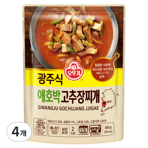 애호박국밥 - 오뚜기 광주식 애호박 고추장찌개, 450g, 4개