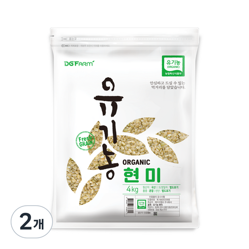 대구농산 유기농 현미, 4kg, 2개