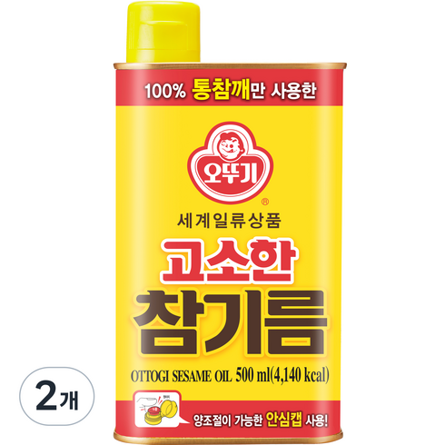 백설통참깨참기름 - 오뚜기 고소한 참기름 캔, 500ml, 2개