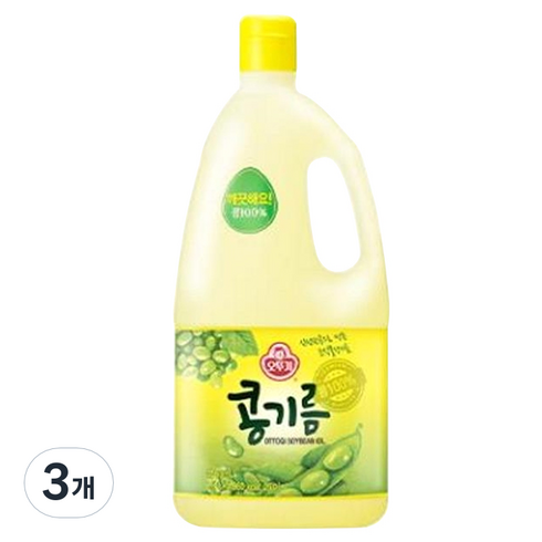 오뚜기 콩기름, 1.8L, 3개