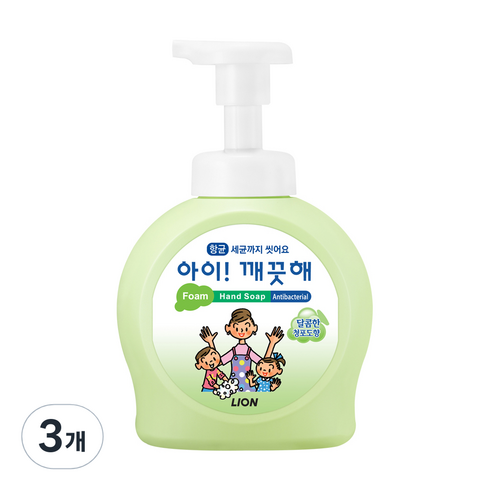 아이깨끗해 향균 거품 핸드솝 청포도, 490ml, 3개