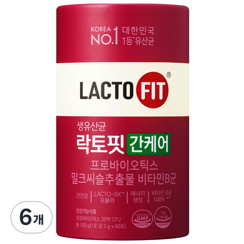 종근당건강 락토핏 간케어 유산균 60p, 120g, 6개