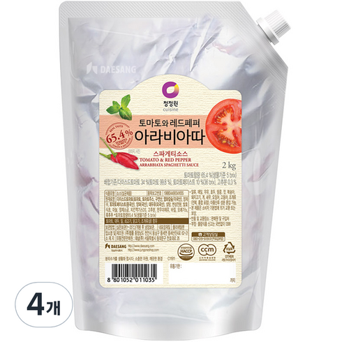 청정원 아라비아따 스파게티소스, 2kg, 4개
