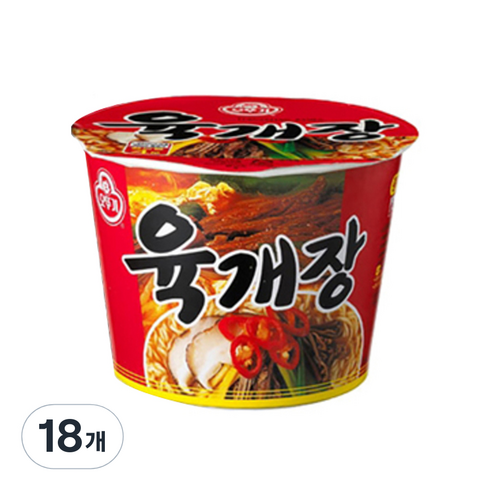 2023년 가성비 최고 점보도시락라면 - 오뚜기 육개장 컵라면 110g, 18개