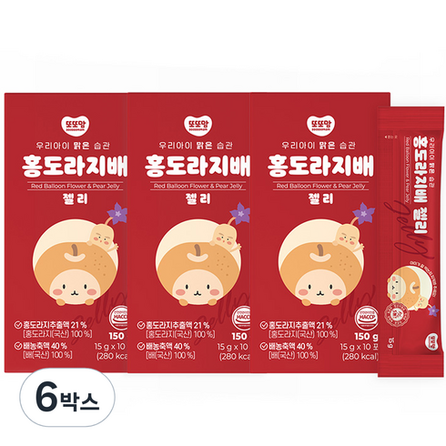 또또맘배도라지 - 또또맘 유아용 홍도라지배 젤리, 150g, 6개, 혼합맛(배/홍도라지)