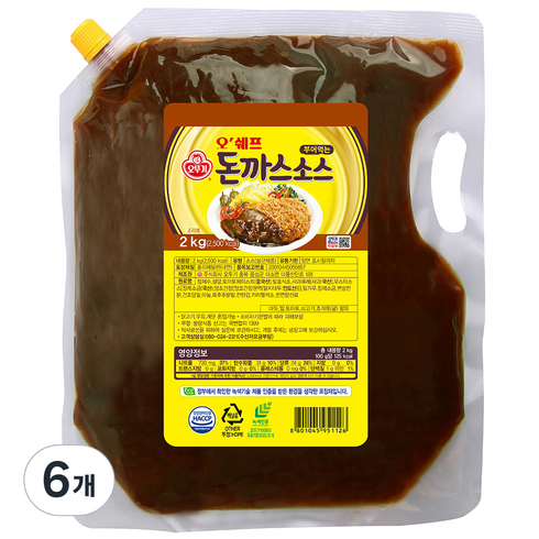 오뚜기돈까스소스 - 오뚜기 오쉐프 돈까스 소스, 2kg, 6개