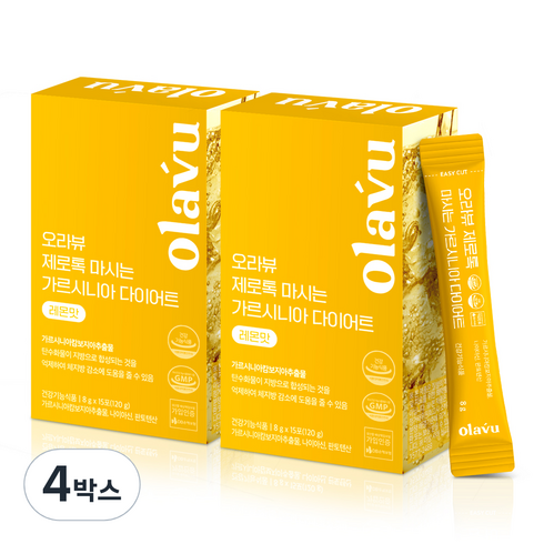 뉴트리커먼 오라뷰 제로톡 마시는 가르시니아 다이어트 콤부차 레몬 15p, 120g, 4개