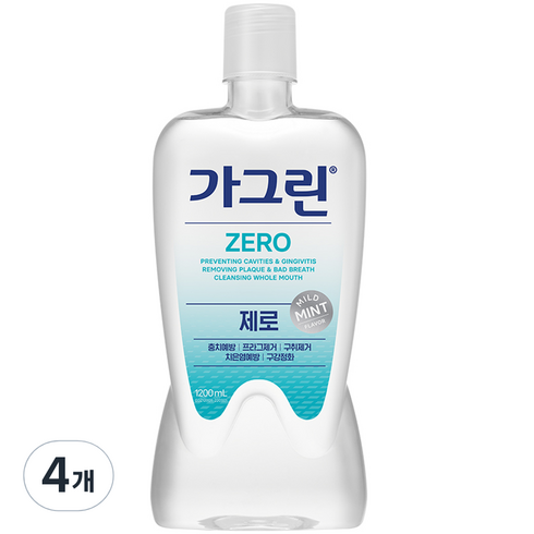 가그린제로 - 가그린 제로 구강청결제, 1.2L, 4개