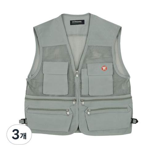 워크맨 현장용 S 망사 안전 조끼 베이지, 3개