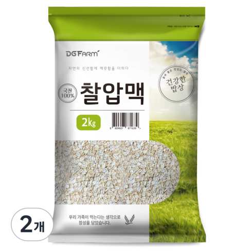 건강한밥상 국산 찰압맥, 2kg, 2개