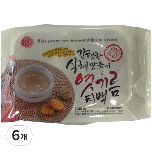 엿기름티백 - 햇살나래 간편한 식혜 만들기 엿기름 티백, 240g, 6개