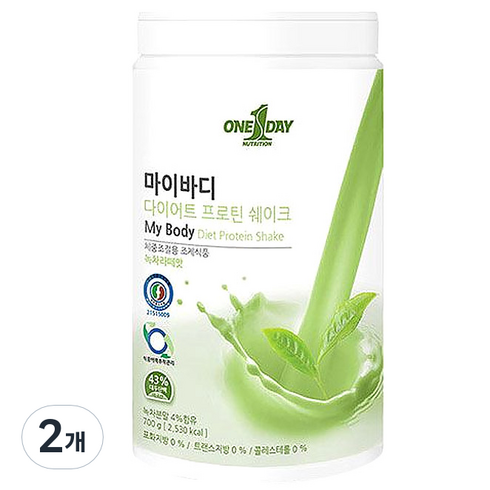 원데이뉴트리션 마이바디 다이어트 프로틴 쉐이크 녹차라떼맛, 700g, 2개