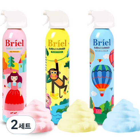 브리엘버블클렌저 - 브리엘 버블 클렌저 레드 프린세스 딸기향 300ml + 블루 애드벌룬 풍선껌향 300ml + 옐로우 정글 바나나향 300ml 세트, 2세트