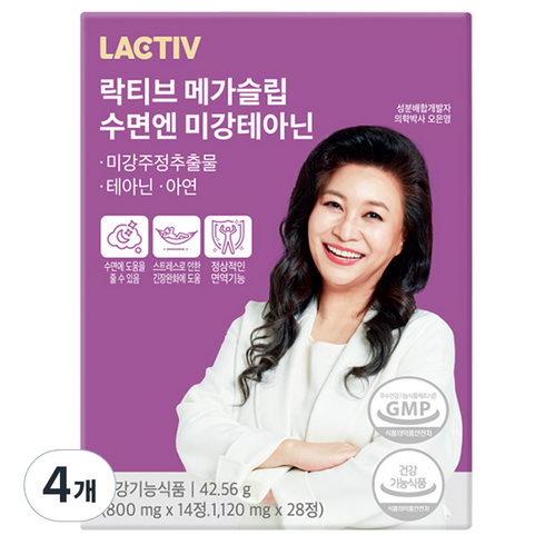 락티브 메가슬립 수면엔 미강테아닌 영양제 800mg x 14p + 1120mg x 28p, 42.56g, 4개