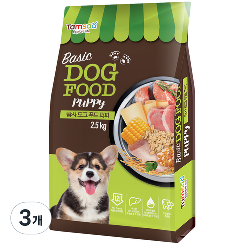 탐사 퍼피 도그푸드, 연어, 2.5kg, 3개