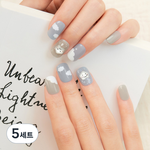 데싱디바 매직프레스 네일팁 레귤러 라운드 30p 세트, 뭉게구름, 5개