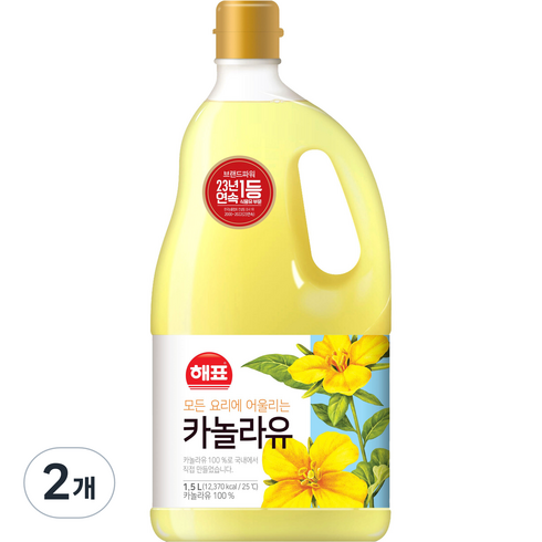 해표카놀라유 - 해표 카놀라유, 1.5L, 2개