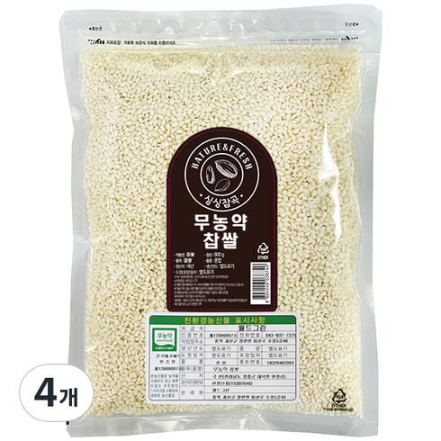 싱싱잡곡 무농약 찹쌀, 800g, 4개