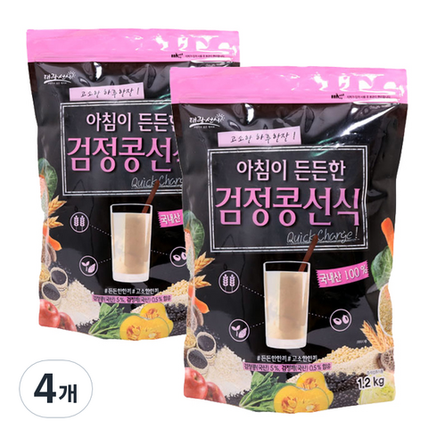 검은콩선식 - 태광선식 아침이 든든한 검정 콩 선식가루, 1.2kg, 4개